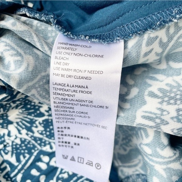 Anthropologie Maeve Blue Tile Print Flowy Pants Size SP Small Petite Boho Summer - Picture 10 of 12